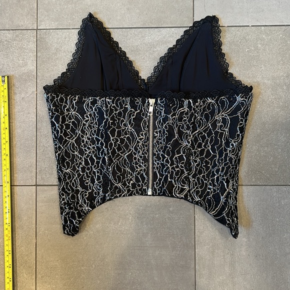 h:ours Black and Silver Corset Top - Picture 7 of 11